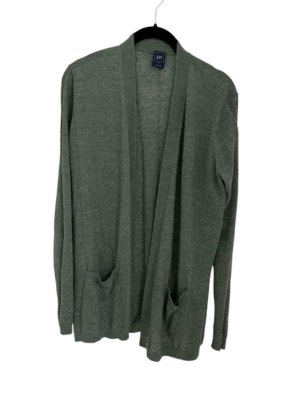 GAP Women's  Linen-Blend Open Front Cardigan green Size Medium